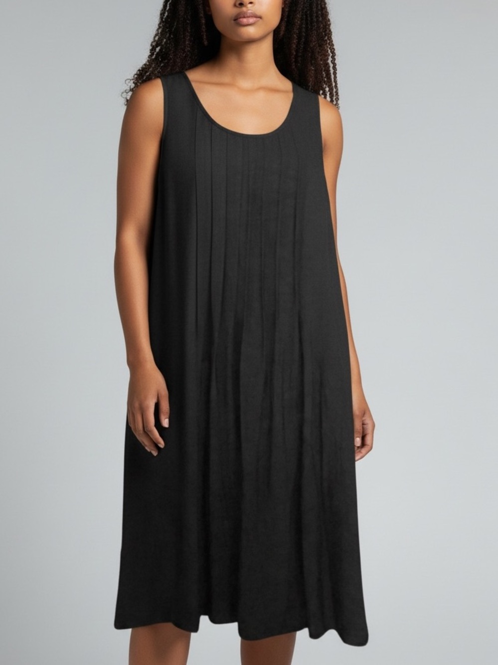 Calvin Klein Women's Black Sleeveless Pleated Mini Dress